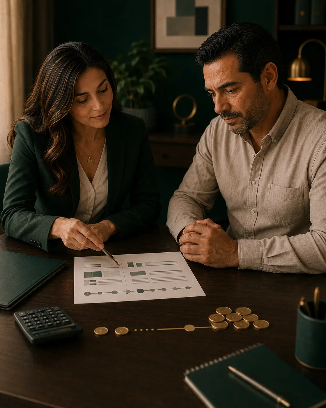Personas revisando y organizando información financiera